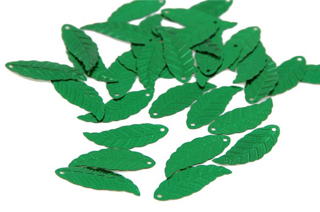 Cekiny liscie duże 10x30mm/5gram zielone