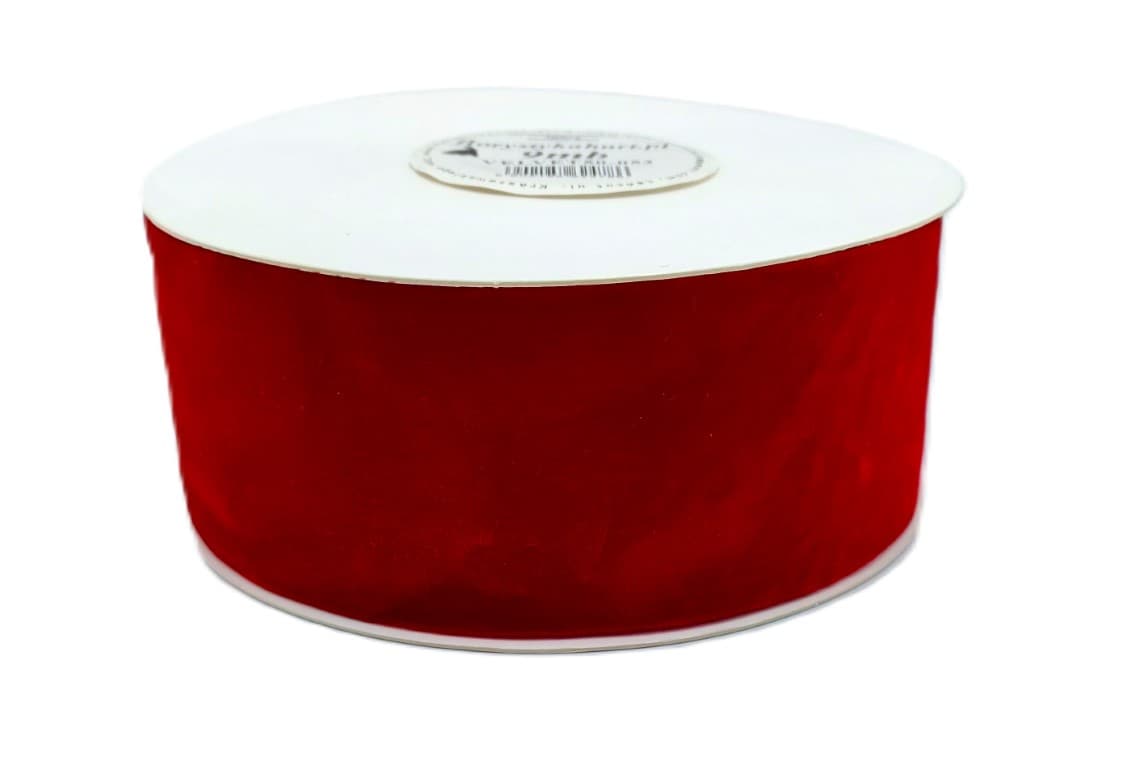 Wstążka velvetowa, 50mm/9mb, krwista czerwień
