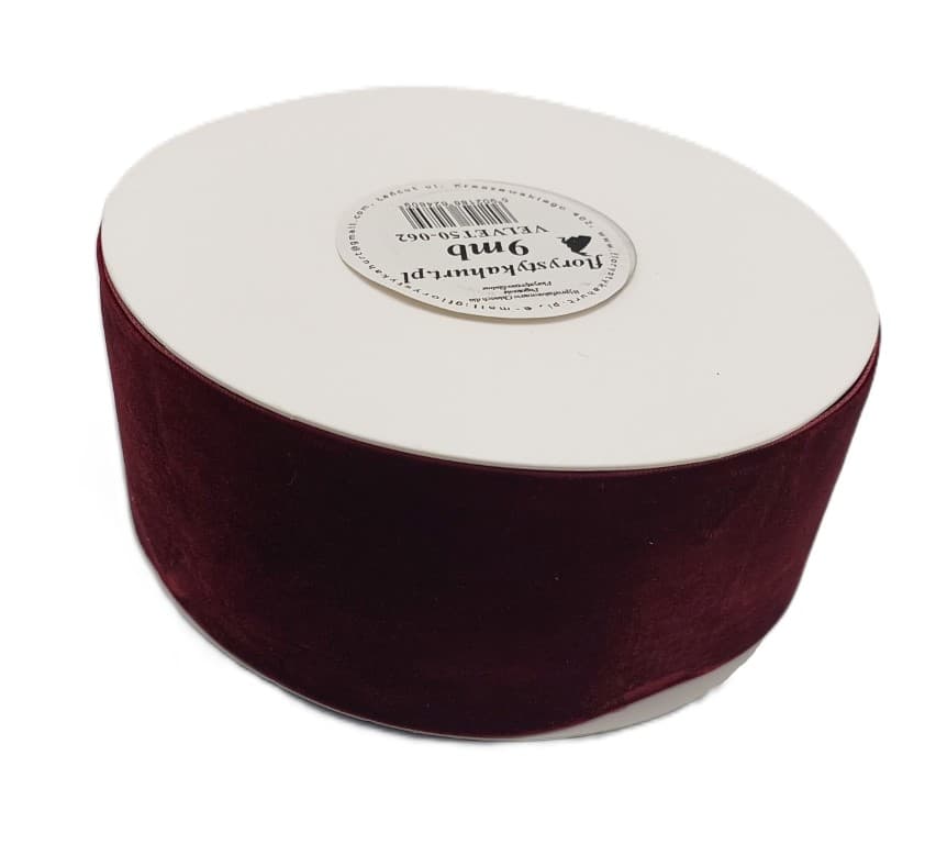 Wstążka aksamitna velvetowa, 50mm/9mb, c.bordowa