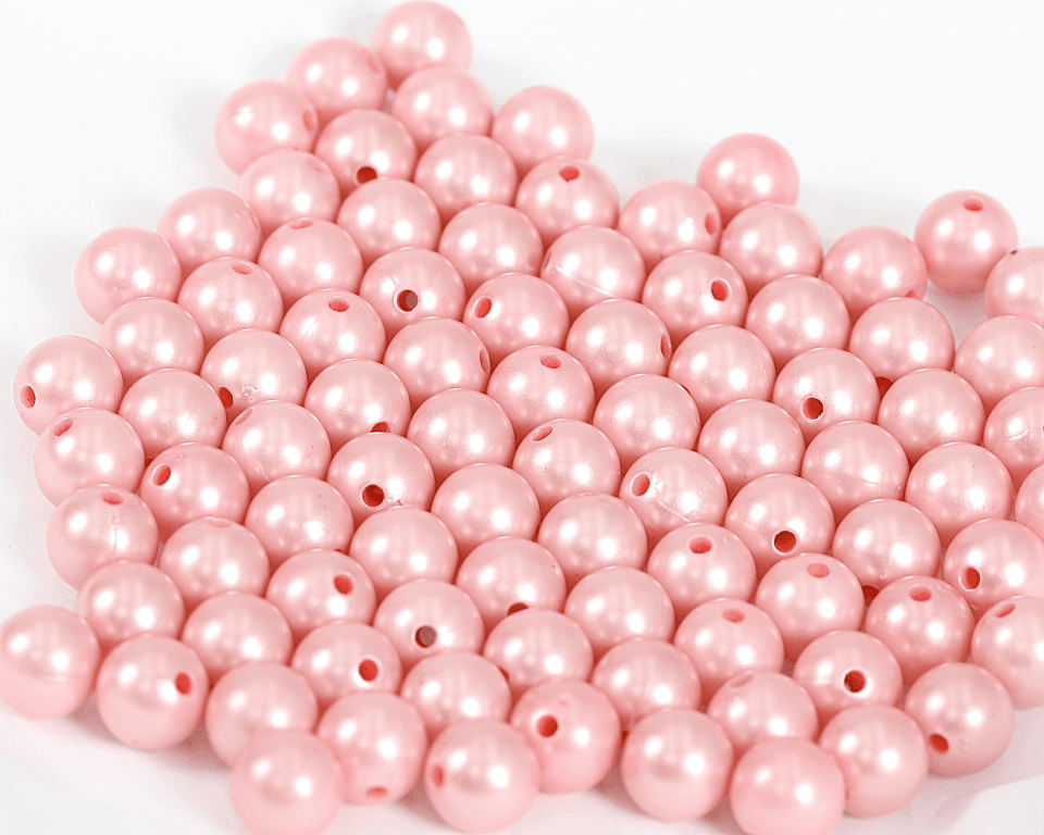 Perełki z dziurką, 10mm/50g, jasny róż