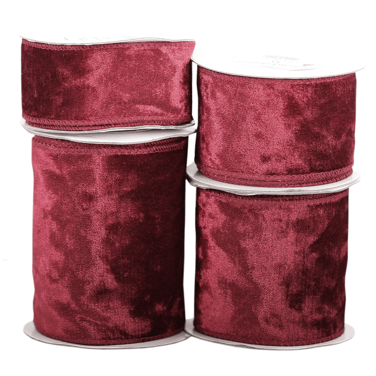 Wstążka z drutem VELVET TŁOCZONY 50mm/5 c.czerwona