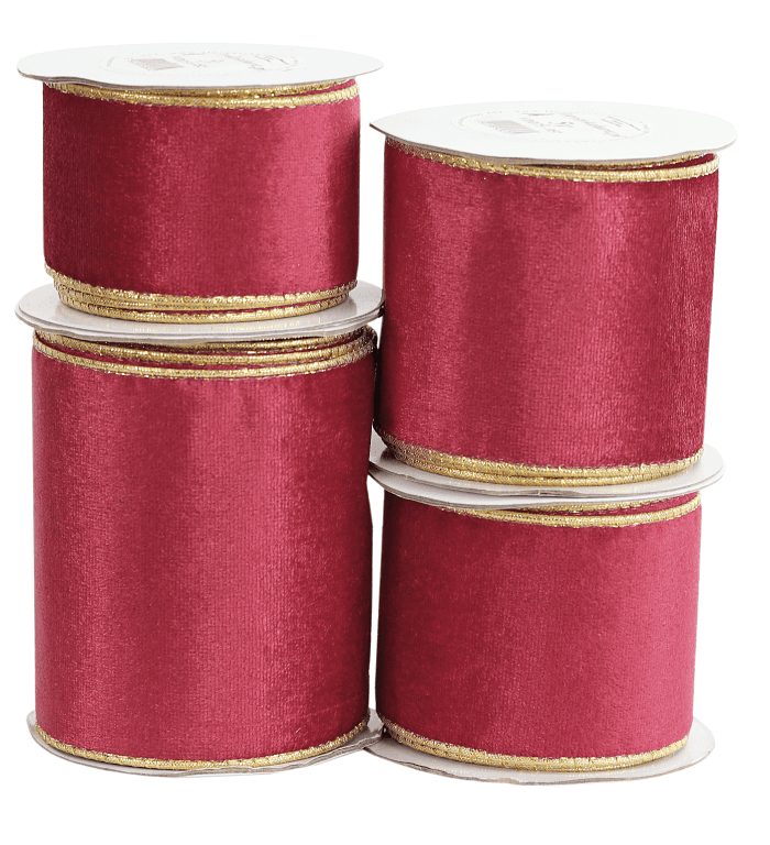 Wstążka z drutem VELVET DWUKOLOR 75mm/5y, bordowa