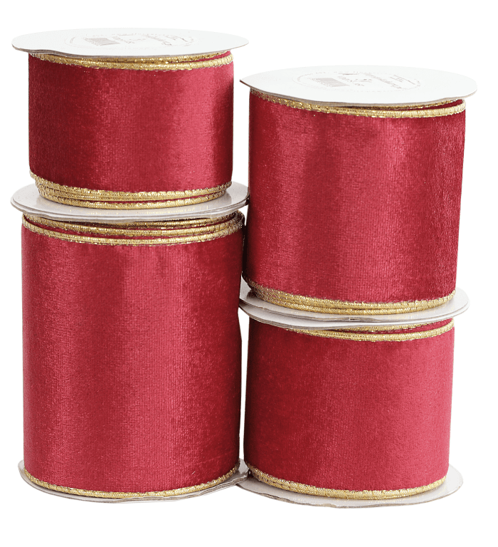 Wstążka z drutem VELVET DWUKOLOR 50mm/5 c.czerwona
