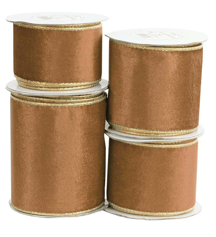 Wstążka z drutem VELVET DWUKOLOR 50mm/5y, brązowa