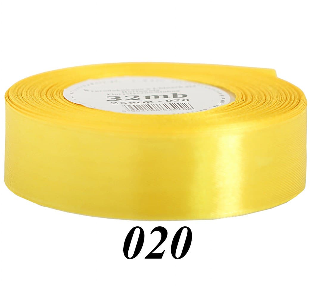 Wstążka satynowa 25mm/32mb, żółta