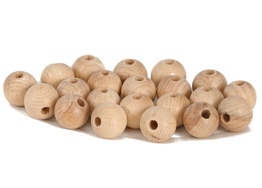 Korale, perły drewniane z dziurką, śr.14mm/20szt
