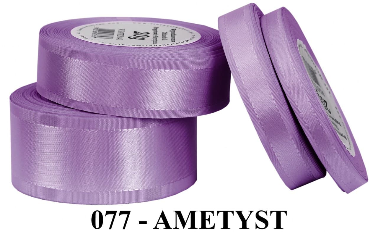 Wstążka z paskami sat/tafta 25mm/20y, ametystowa