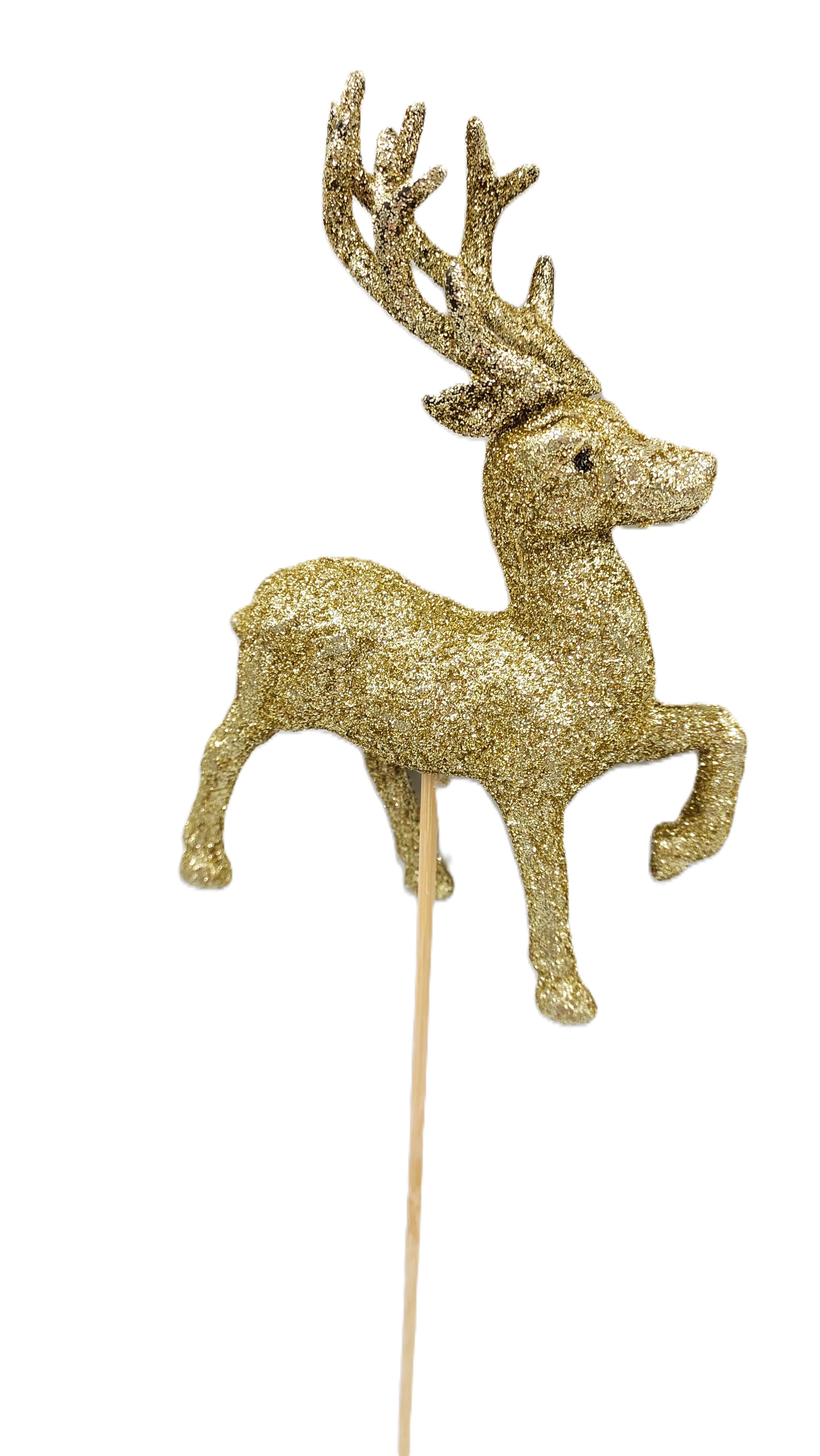 Dekoracyjny pik Jelonek 3x11x13, złoty brokat