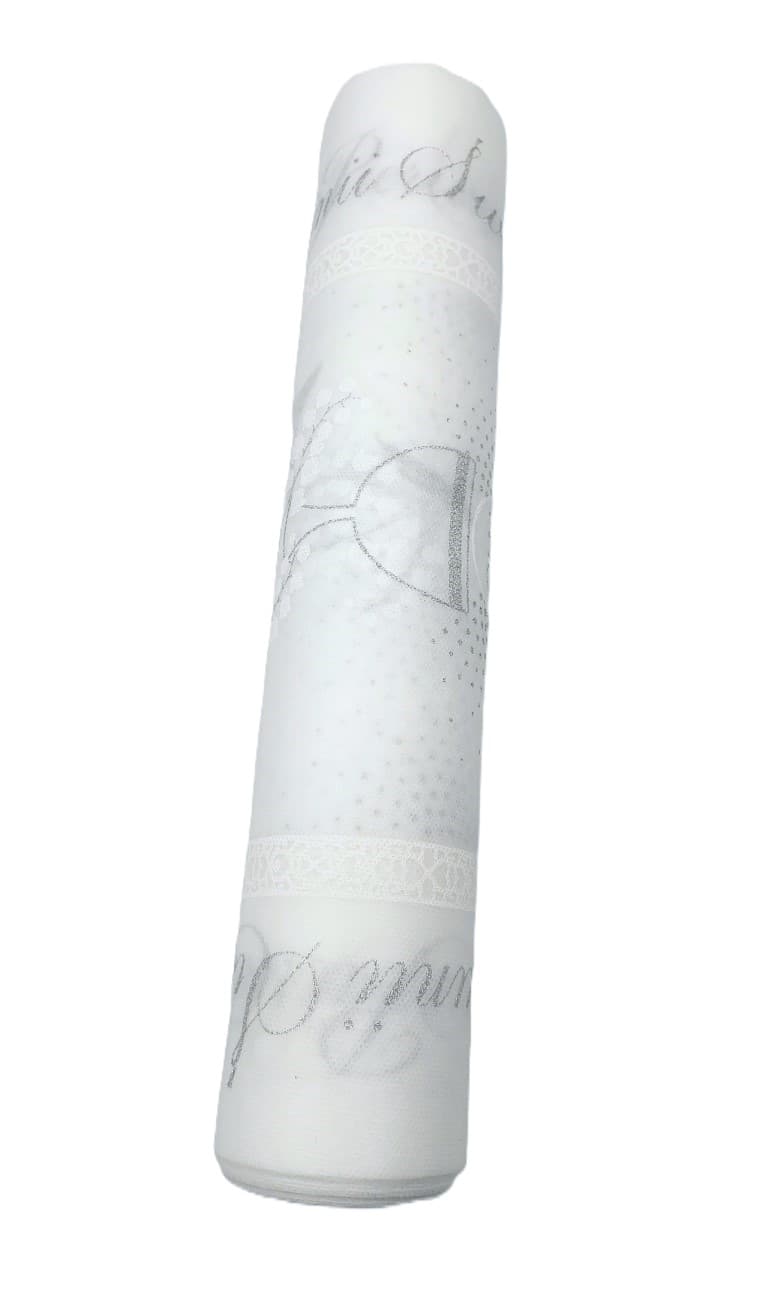 Bieżnik obrus IHS na komunię, 35cm/5mb, srebrzony